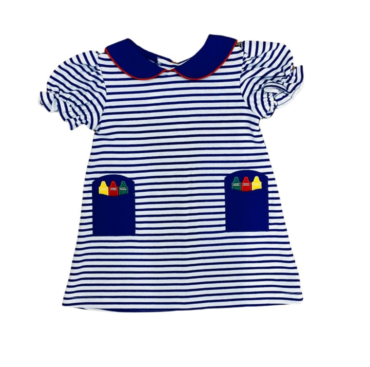 Zuccini Kids Royal Blue Dress with Crayon Applique